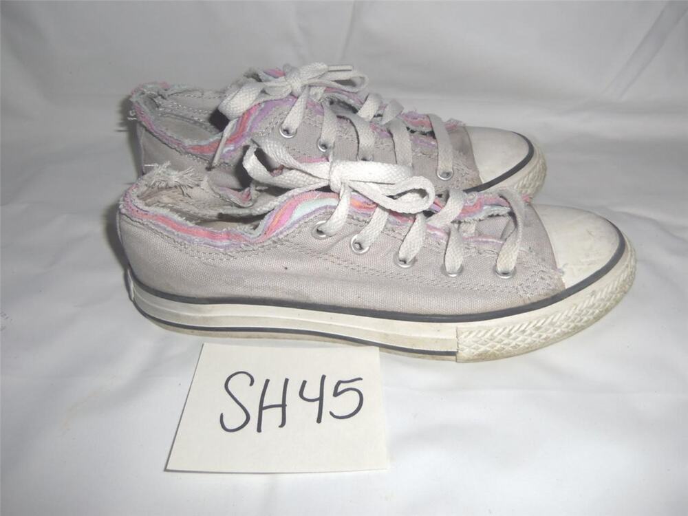 Converse All Star Shoes Size 2 Gray Pink Girls -1012SH45T12